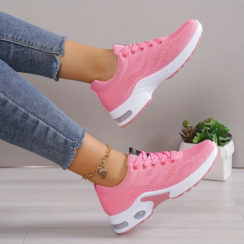 Femme Sneakers à Lacets avec Semelle à Coussin d'Air et Bout Arrondi