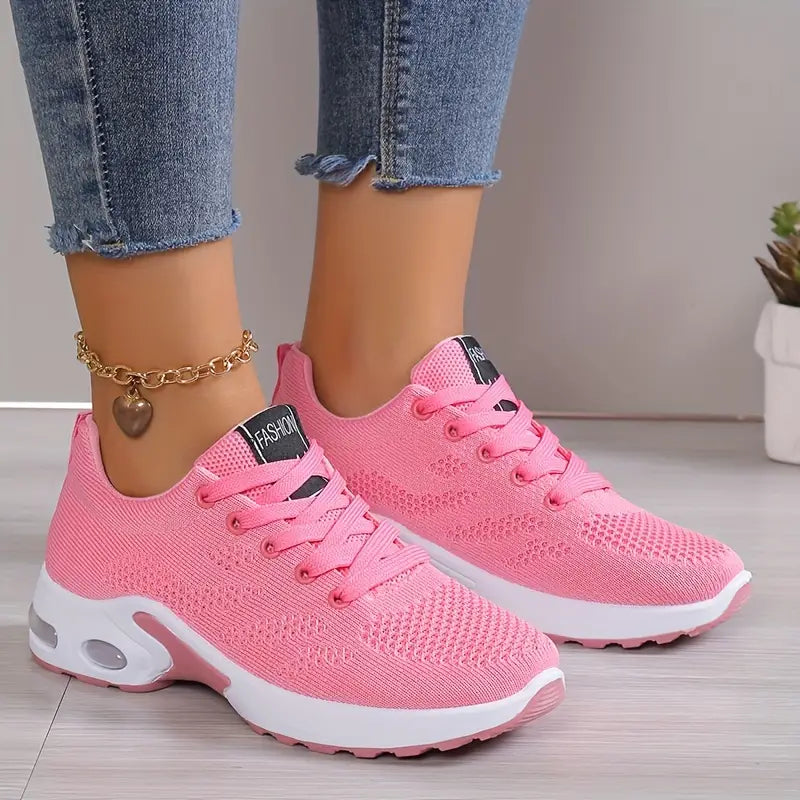 Femme Sneakers à Lacets avec Semelle à Coussin d'Air et Bout Arrondi