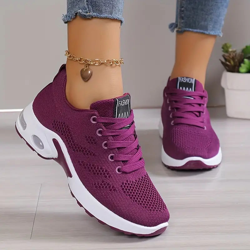 Femme Sneakers à Lacets avec Semelle à Coussin d'Air et Bout Arrondi