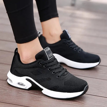 Femme Sneakers à Lacets avec Semelle à Coussin d'Air et Bout Arrondi