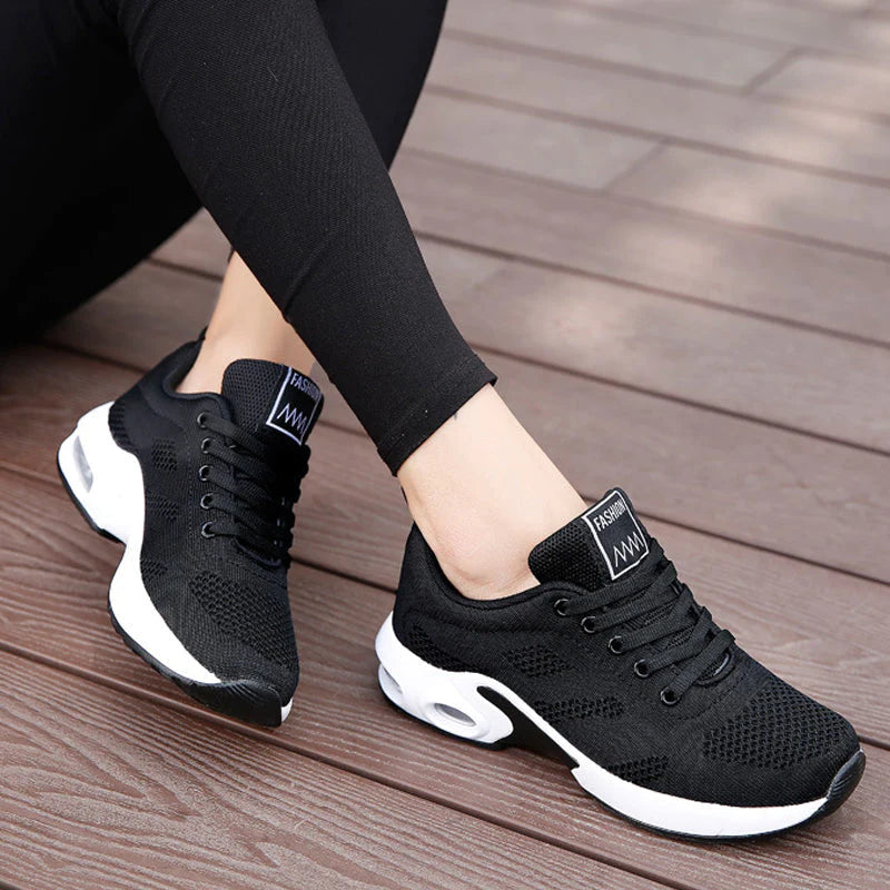 Femme Sneakers à Lacets avec Semelle à Coussin d'Air et Bout Arrondi
