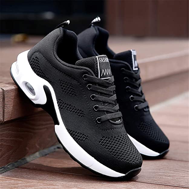 Femme Sneakers à Lacets avec Semelle à Coussin d'Air et Bout Arrondi