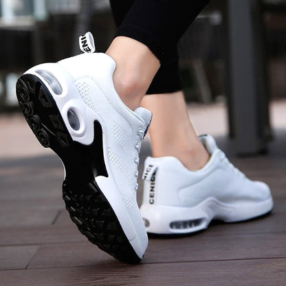 Femme Sneakers à Lacets avec Semelle à Coussin d'Air et Bout Arrondi