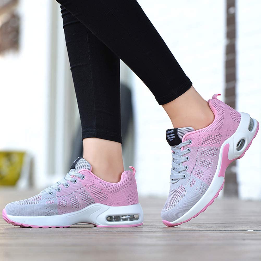 Femme Sneakers à Lacets avec Semelle à Coussin d'Air et Bout Arrondi