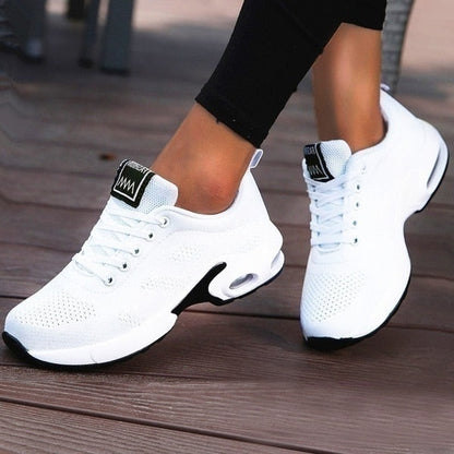 Femme Sneakers à Lacets avec Semelle Coussin d'Air et Plateforme