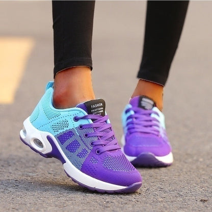 Femme Sneakers à Lacets avec Semelle Coussin d'Air et Plateforme