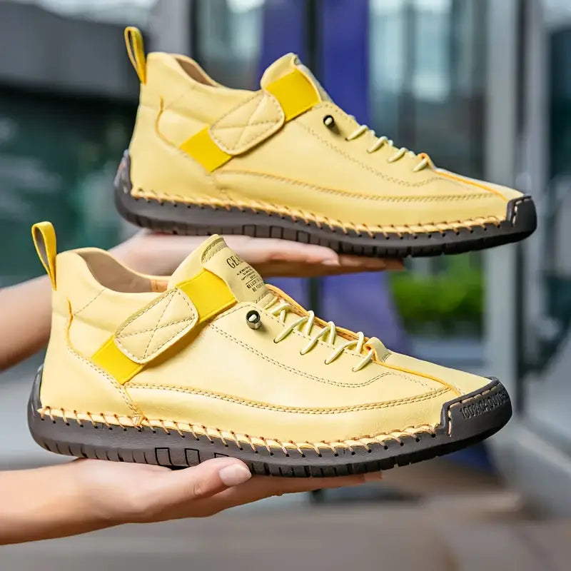 Femme Sneakers à Lacets avec Semelle Cushionnée et Scratch Latéral