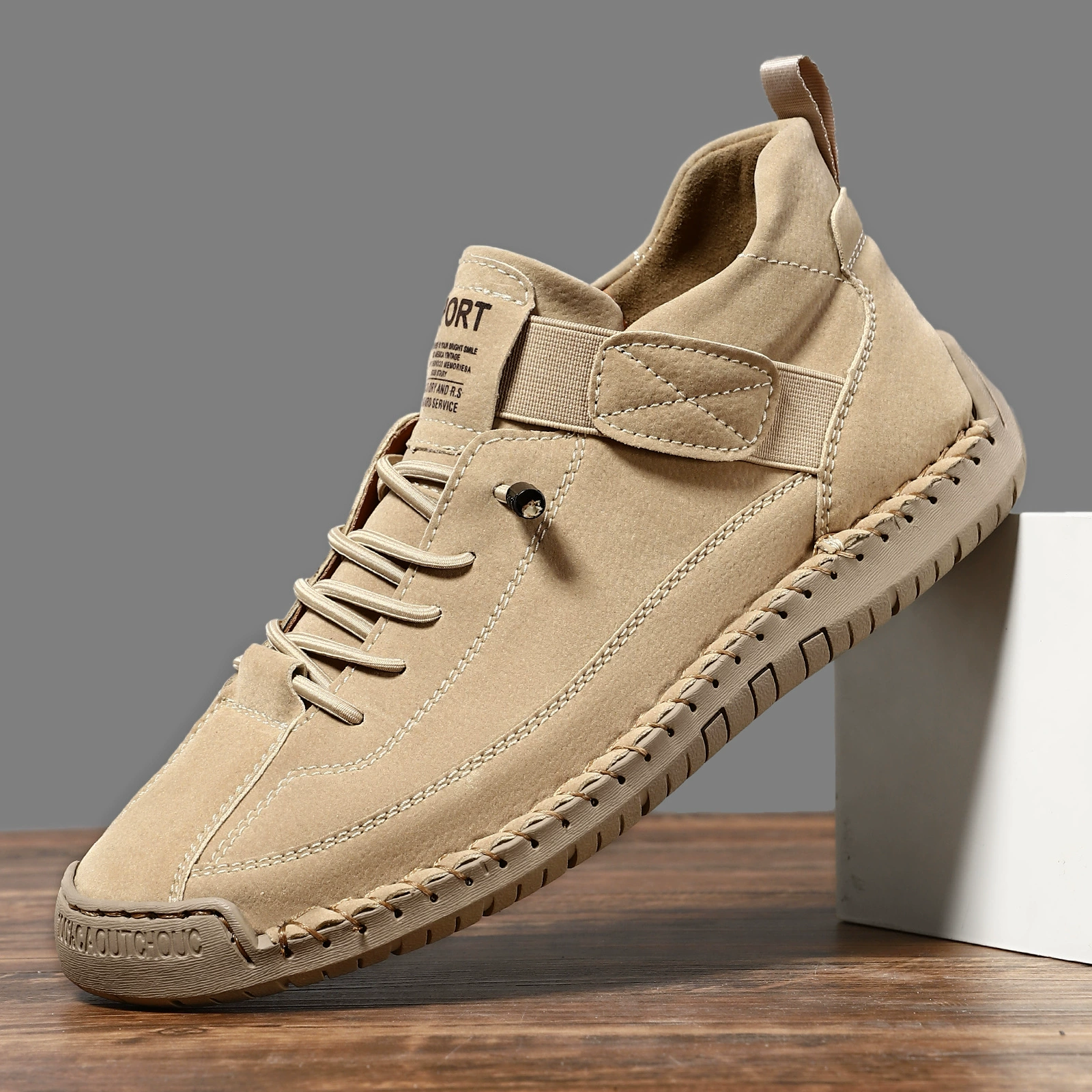 Femme Sneakers à Lacets avec Semelle Cushionnée et Scratch Latéral