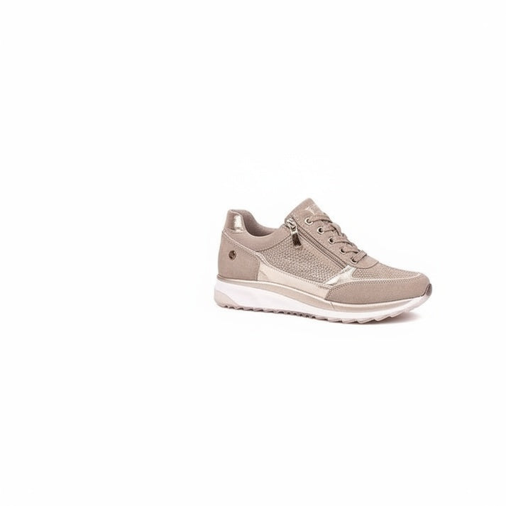 Femme Sneakers à Lacets avec Zip Latéral et Semelle Compensée