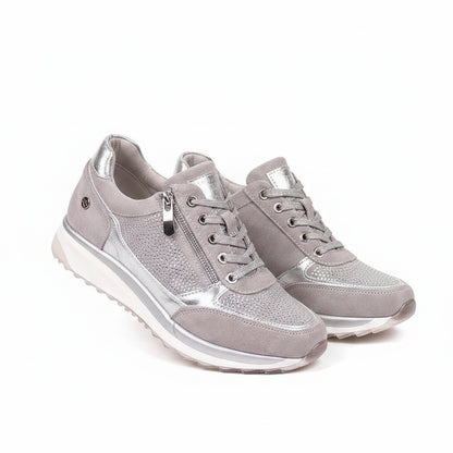 Femme sneakers à Lacets avec Zip Latéral et Semelle Compensée