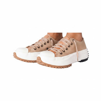 Femme Sneakers à Plateforme Crantée avec Lacets et Bout Renforcé