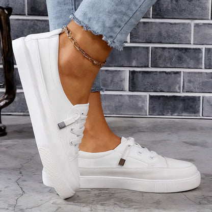 Femme Sneakers Plates à Lacets avec Semelle Basse