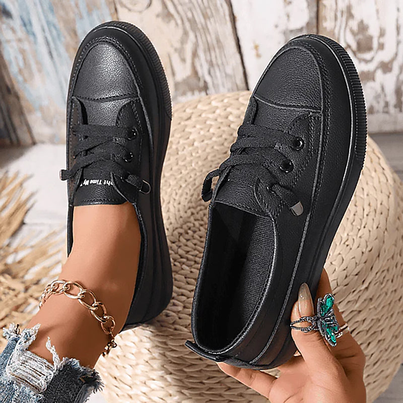 Femme Sneakers Plates à Lacets avec Semelle Basse