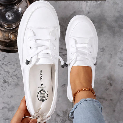 Femme Sneakers Plates à Lacets avec Semelle Basse