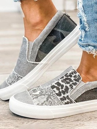 Femme Sneakers Slip-on Patchwork Imprimé Animal