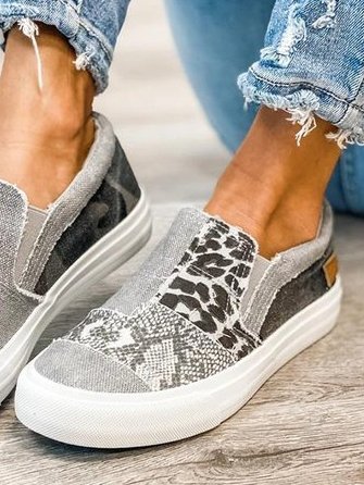 Femme Sneakers Slip-on Patchwork Imprimé Animal