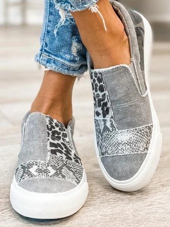 Femme Sneakers Slip-on Patchwork Imprimé Animal