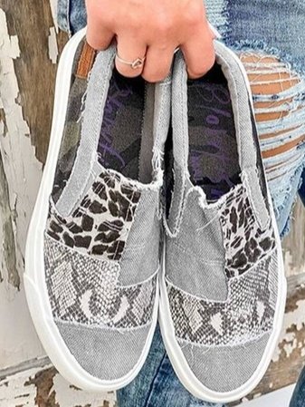 Femme Sneakers Slip-on Patchwork Imprimé Animal