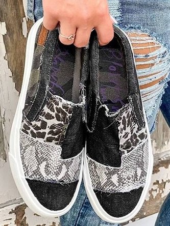Femme Sneakers Slip-on Patchwork Imprimé Animal