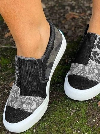 Femme Sneakers Slip-on Patchwork Imprimé Animal