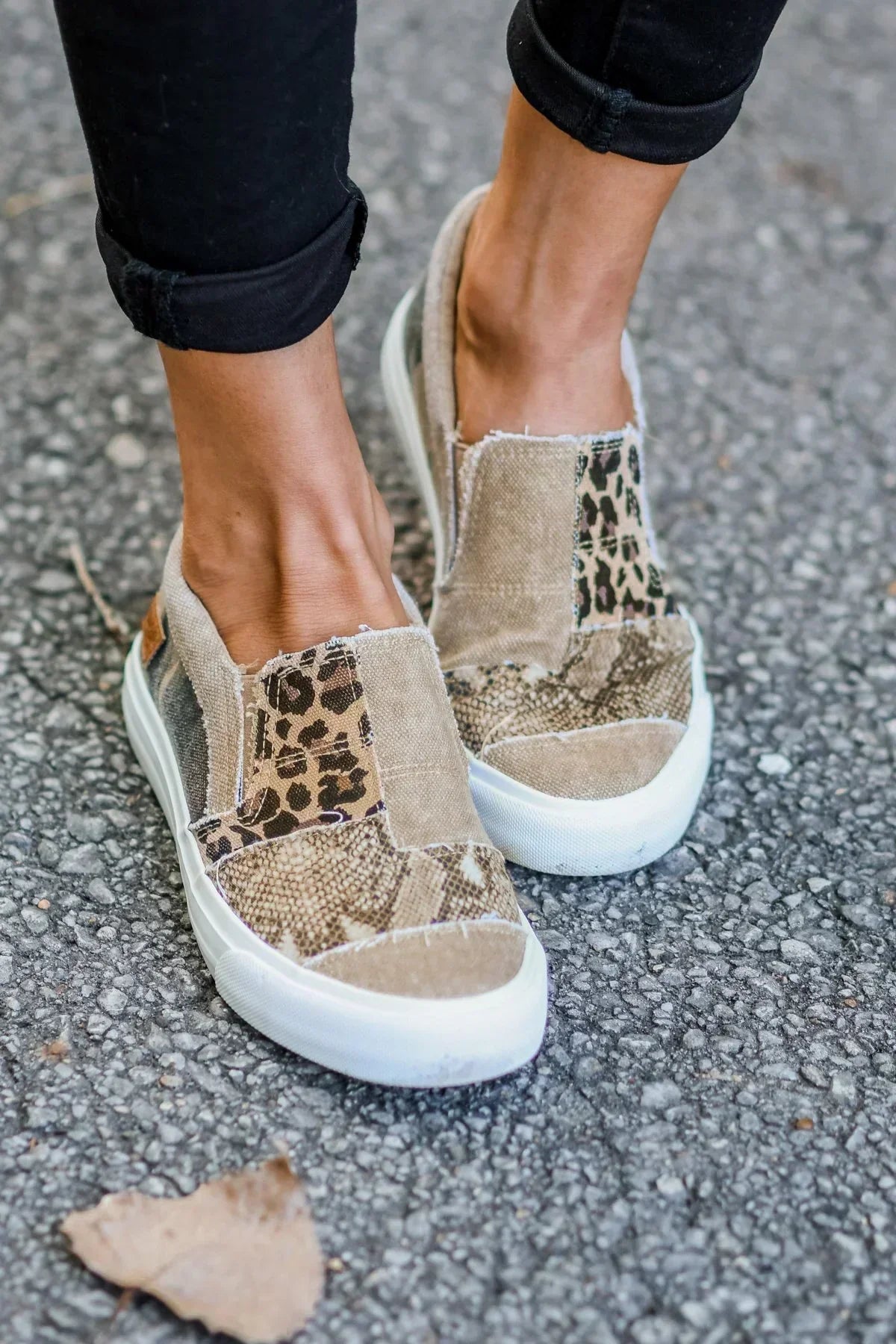 Femme Sneakers Slip-on Patchwork Imprimé Animal