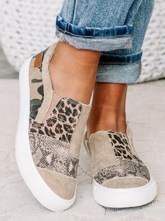 Femme Sneakers Slip-on Patchwork Imprimé Animal
