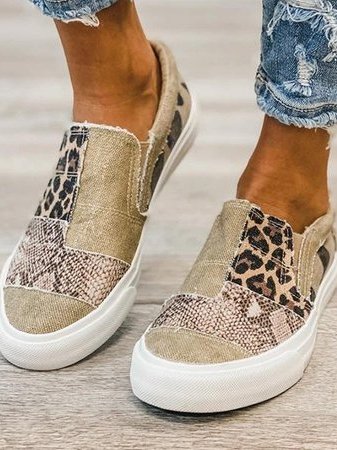 Femme Sneakers Slip-on Patchwork Imprimé Animal