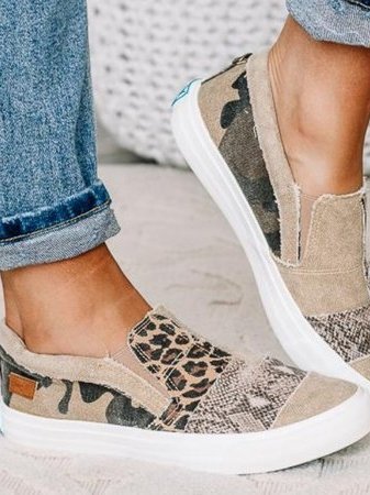 Femme Sneakers Slip-on Patchwork Imprimé Animal