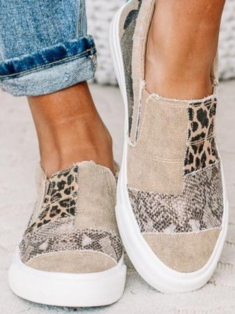 Femme Sneakers Slip-on Patchwork Imprimé Animal