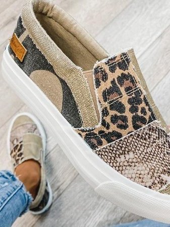 Femme Sneakers Slip-on Patchwork Imprimé Animal