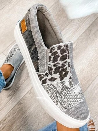 Femme Sneakers Slip-on Patchwork Imprimé Animal