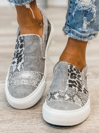 Femme Sneakers Slip-on Patchwork Imprimé Animal