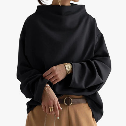 Femme Sweatshirt Oversize Col Montant Manches Longues