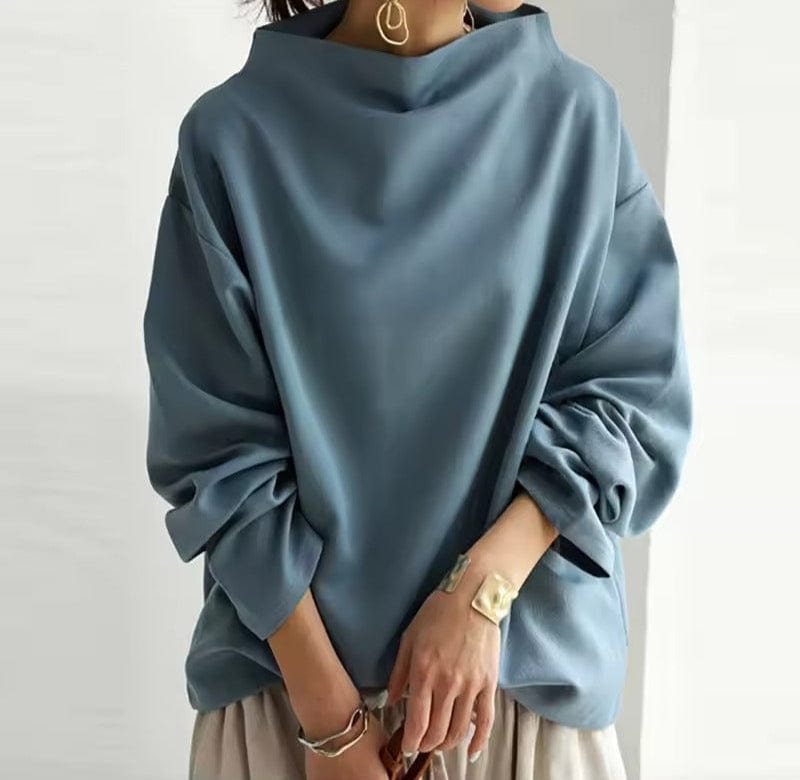 Femme Sweatshirt Oversize Col Montant Manches Longues