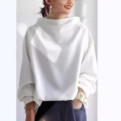 Femme Sweatshirt Oversize Col Montant Manches Longues