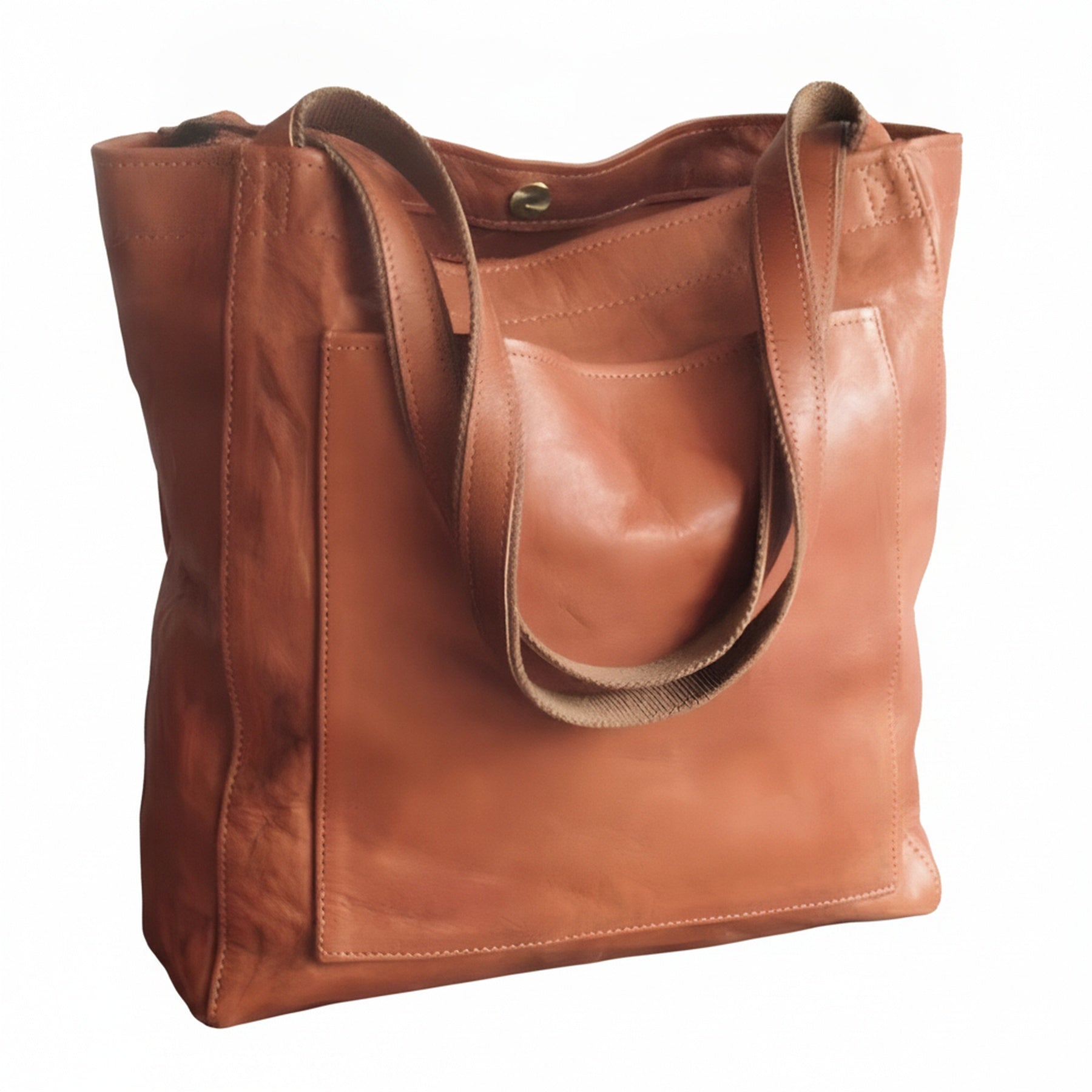 Femme Tote Bag Grand Format avec Poches Extérieures et Fermeture à Bouton-Pression