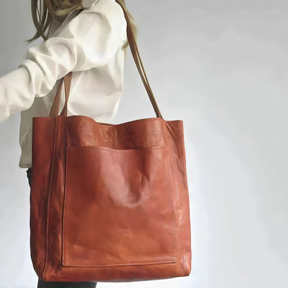 Femme Tote Bag Grand Format avec Poches Extérieures et Fermeture à Bouton-Pression