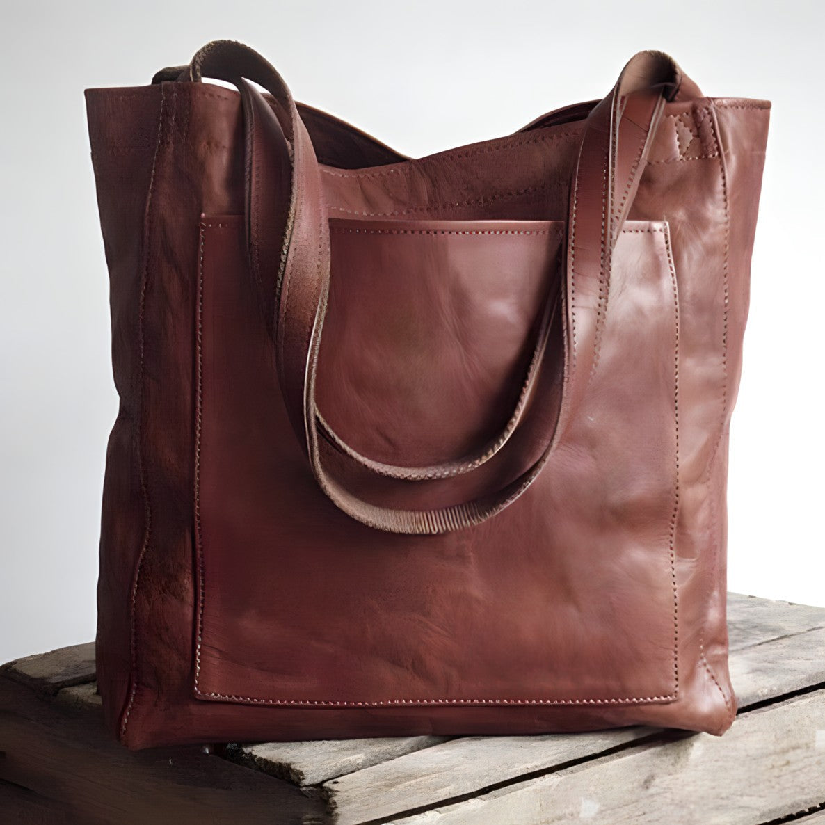 Femme Tote Bag Grand Format avec Poches Extérieures et Fermeture à Bouton-Pression