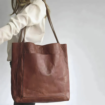 Femme Tote Bag Grand Format avec Poches Extérieures et Fermeture à Bouton-Pression