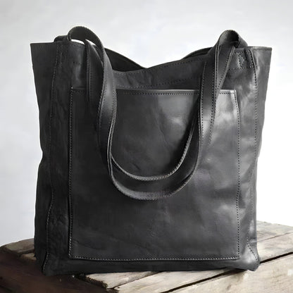 Femme Tote Bag Grand Format avec Poches Extérieures et Fermeture à Bouton-Pression