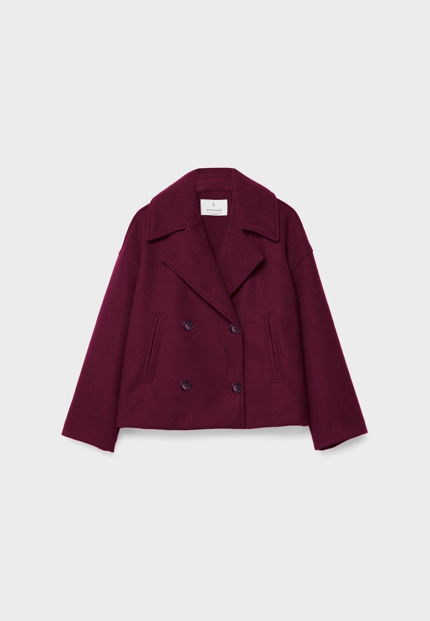 Femme Veste Courte Croisée à Double Boutonnage et Col Revers Oversize