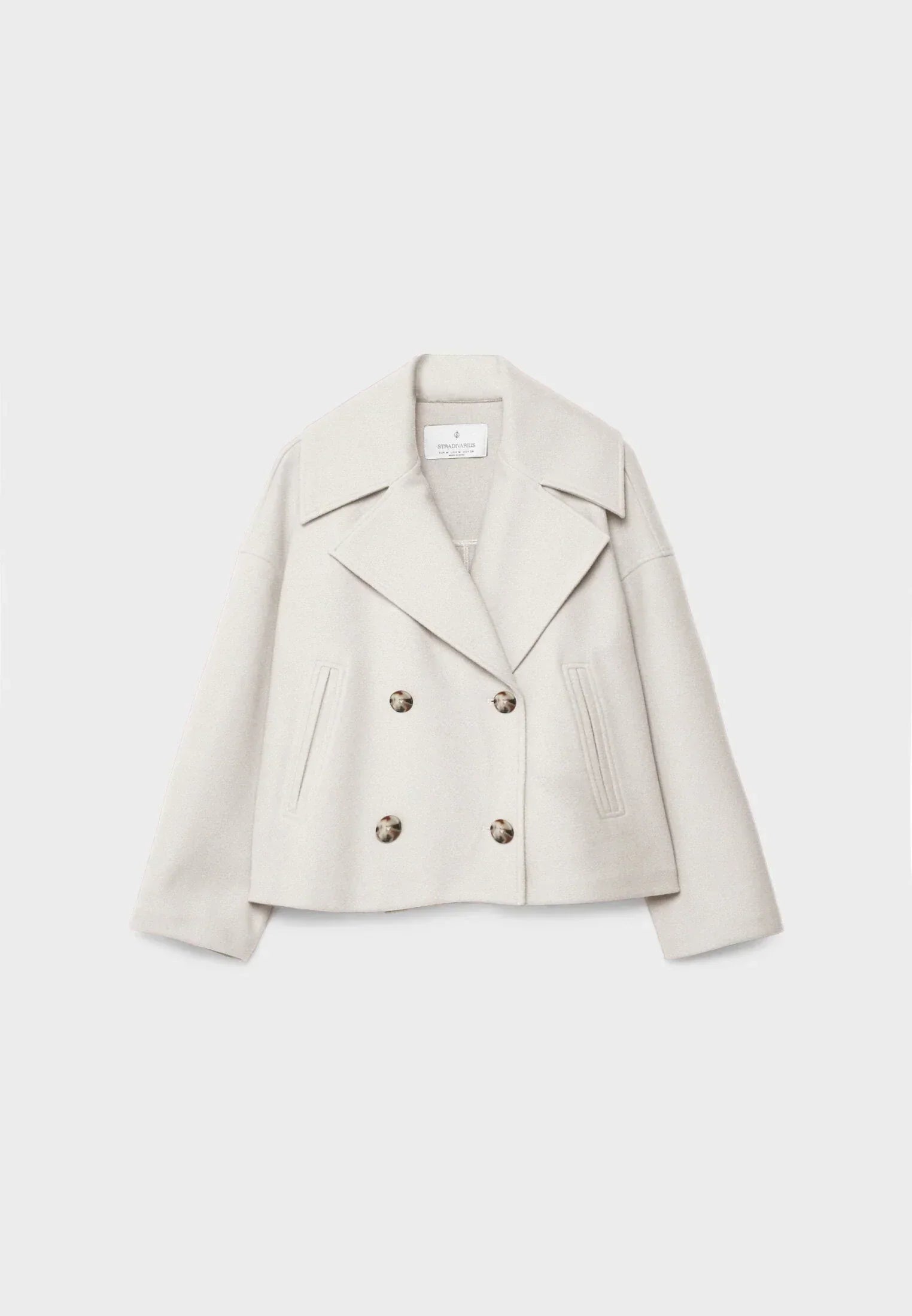 Femme Veste Courte Croisée à Double Boutonnage et Col Revers Oversize