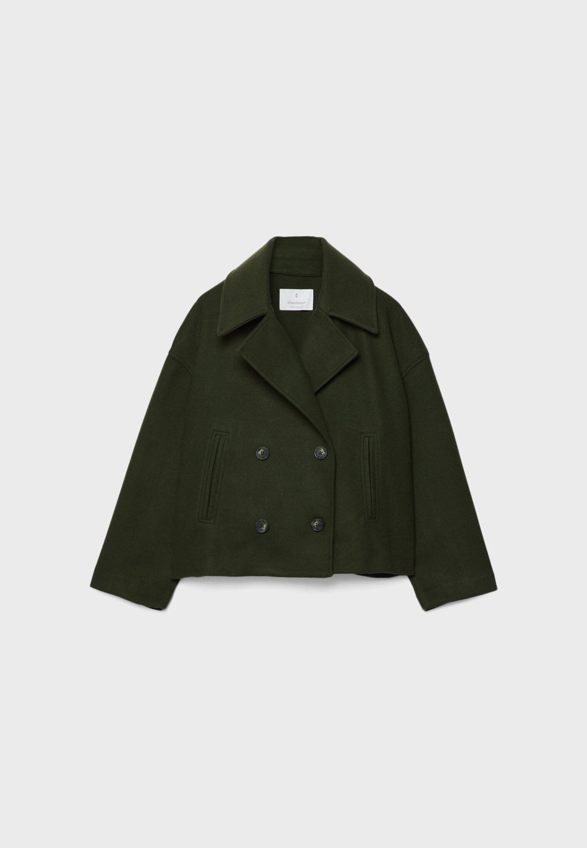 Femme Veste Courte Croisée à Double Boutonnage et Col Revers Oversize