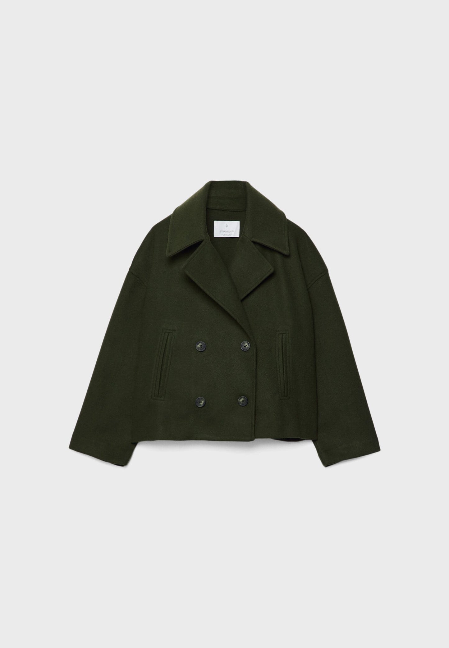 Femme Veste Courte Croisée à Double Boutonnage et Col Revers Oversize