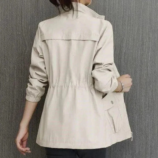 Femme Veste mi-saison avec Cordon de Serrage et Col Montant