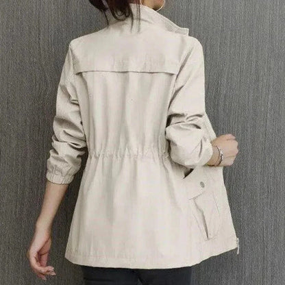 Femme Veste mi-saison avec Cordon de Serrage et Col Montant