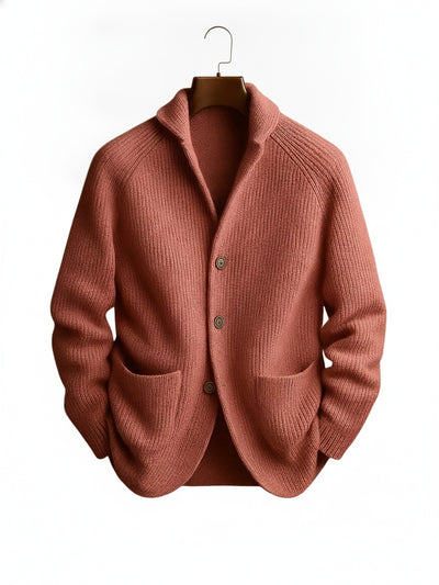 Homme Cardigan à Col Châle avec Fermeture Boutons et Poches Plaquées
