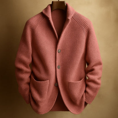 Homme Cardigan à Col Châle avec Fermeture Boutons et Poches Plaquées