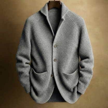 Homme Cardigan à Col Châle avec Fermeture Boutons et Poches Plaquées