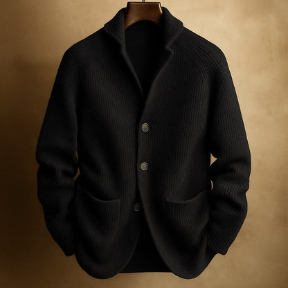 Homme Cardigan à Col Châle avec Fermeture Boutons et Poches Plaquées